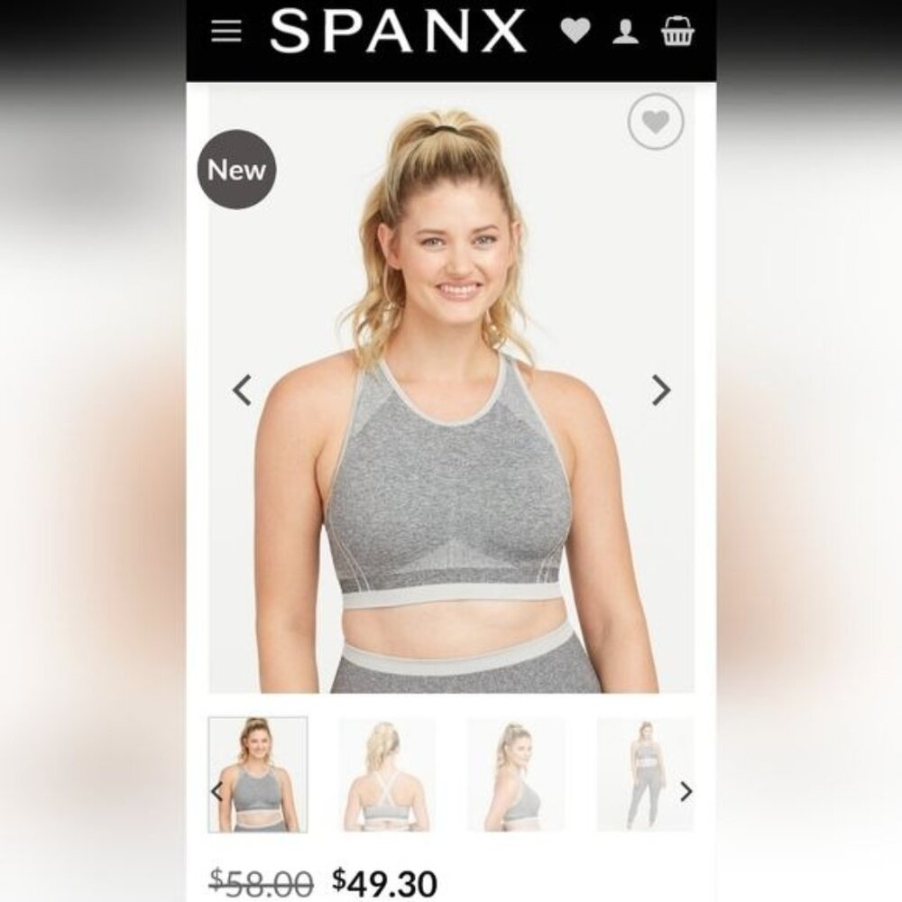 Spanx Seamless Sculpt Sports Bra Size Large Spacedye Cloudy Grey NWT - Picture 4 of 8